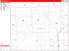 Miami Gardens Digital Map Red Line Style